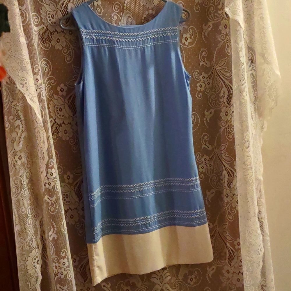 C. Luce Women's size S Classic Dress powder blue white lined side zip back